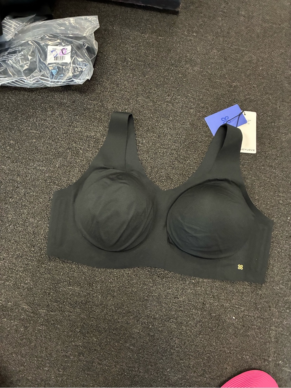 Women’s Honeylove SoftFoam V Neck Bra New Sz SM Black NWT
